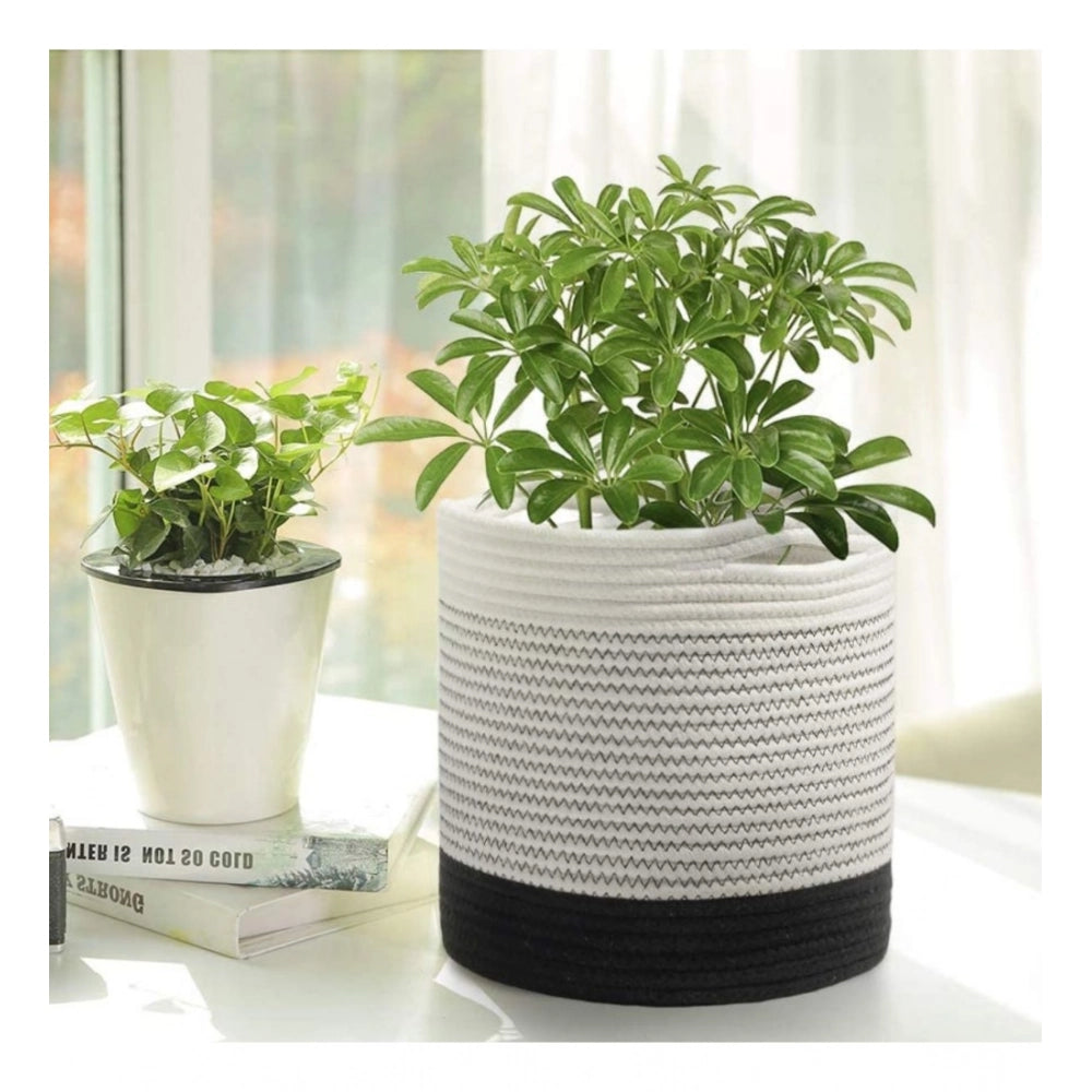 Amfyn Cotton Large Woven Storage Basket 10x10 Inch Pack of 1 (White)