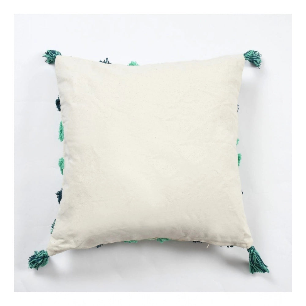 Amfyn Cotton Tufted Cushion Pillow Cover 16x16 Inch Pack of 2 (Green)