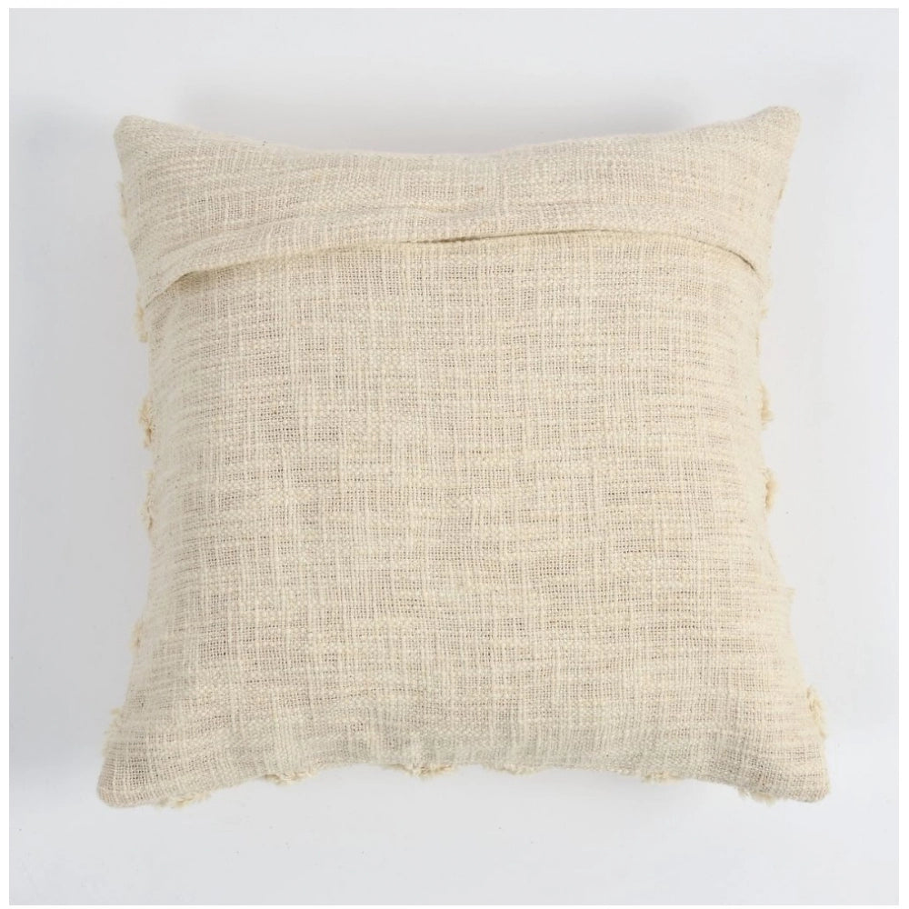 Amfyn Cotton Tufted Cushion Pillow Cover 16x16 Inch Pack of 2 (Off White)