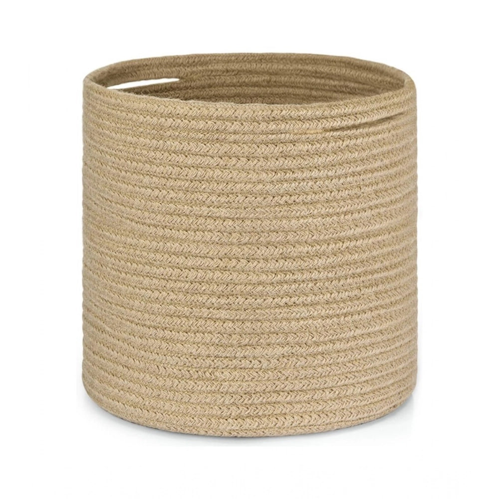 Amfyn Cotton Large Woven Storage Basket 11x11 Inch Pack of 1 (Beige)