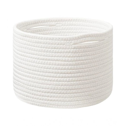 Amfyn Cotton Storage Rope Woven Baskets 9x7 Inch Pack of 1 (White)
