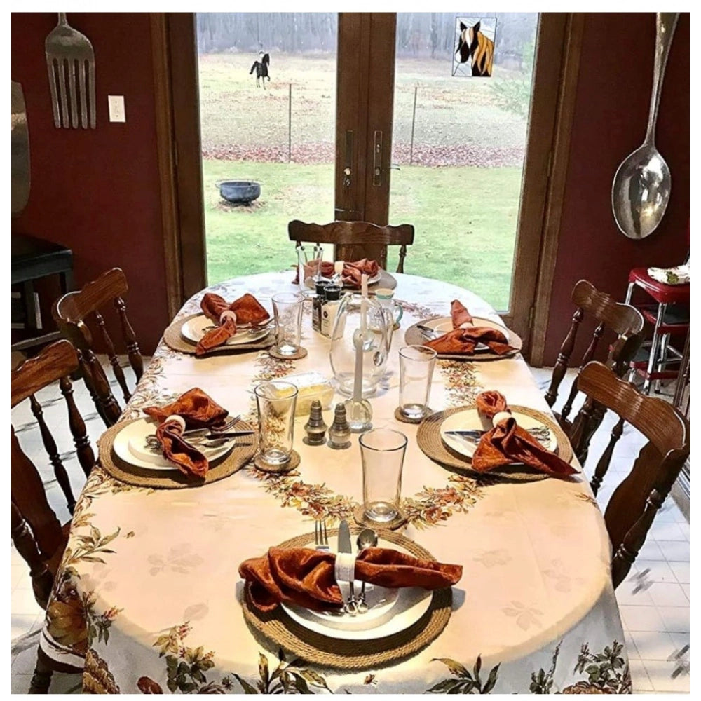 Amfyn Cotton Dining Table Round Placemat Mats Set of 4 (Beige)