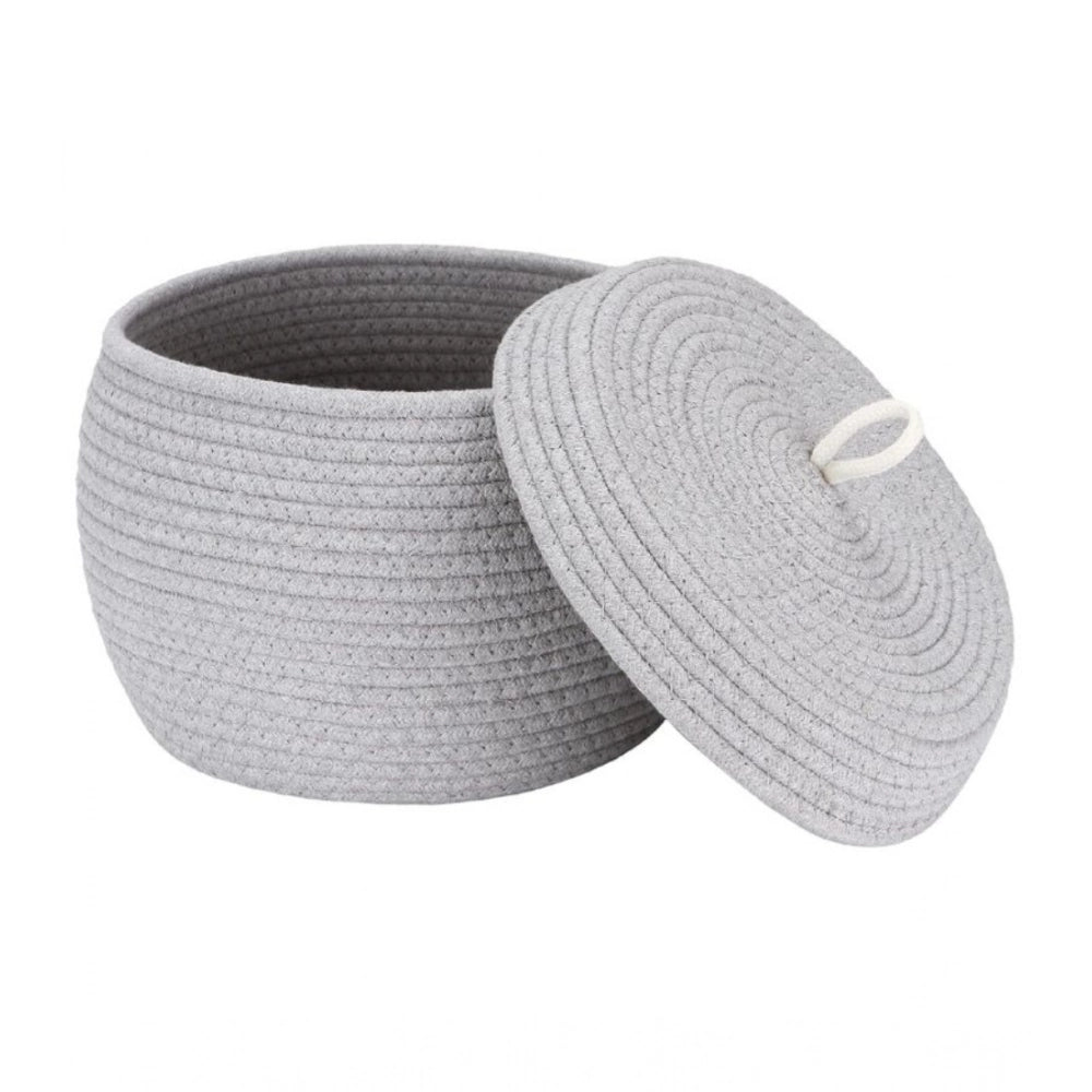 Amfyn Cotton Bear Shaped Storage Matka Basket With Lid Pack of 1 (Grey)