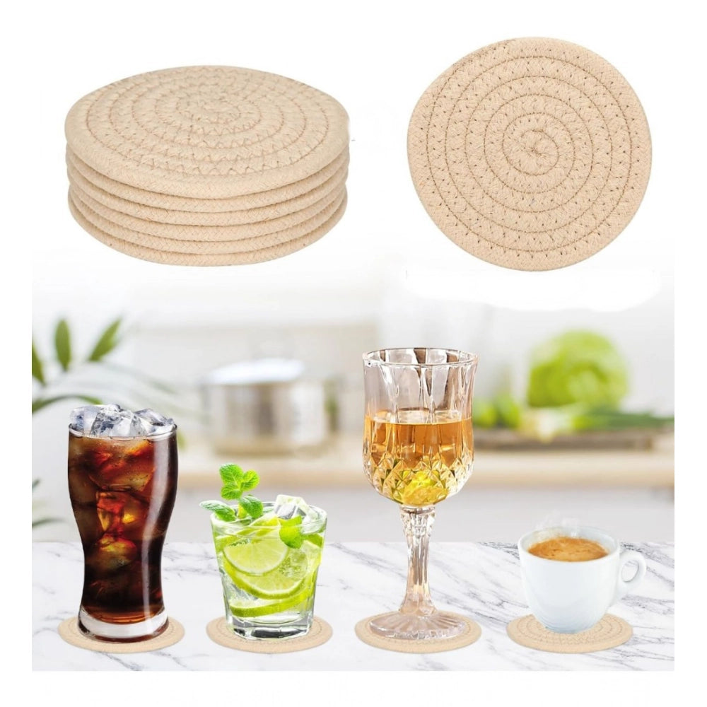Amfyn Cotton Rope Drink Coasters 6 Pcs Set (Cream)