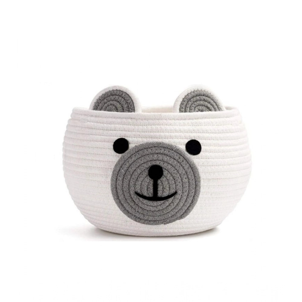 Amfyn Cotton Bear Shaped Storage Baskets Pack of 1 (White)