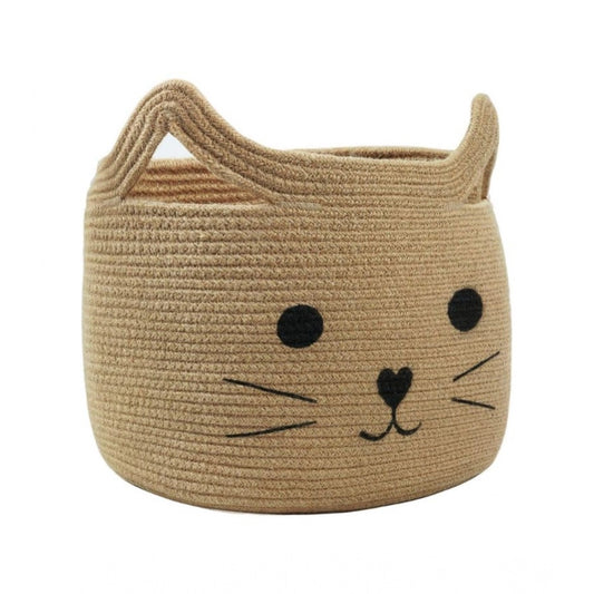 Amfyn Cotton Large Storage Cat Basket 15x11 Inch Pack of 1 (Beige)