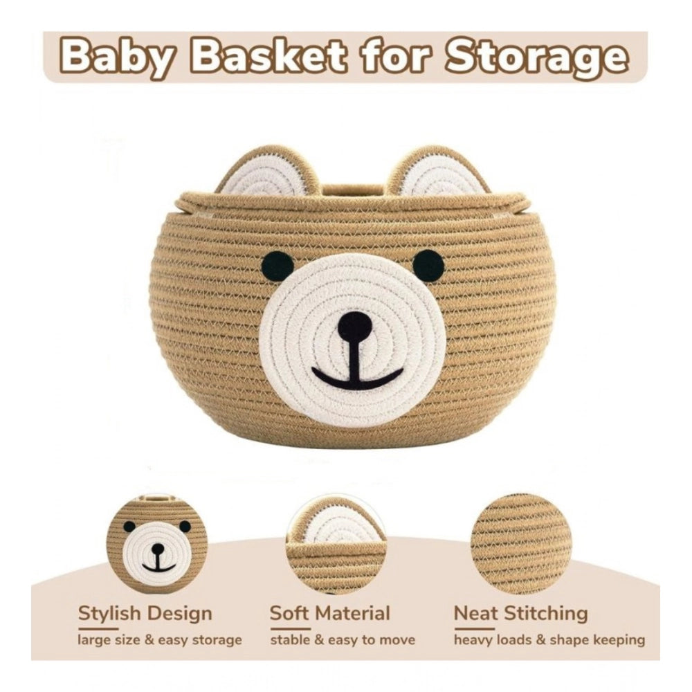Amfyn Cotton Bear Shaped Storage Baskets Pack of 1 (Beige)