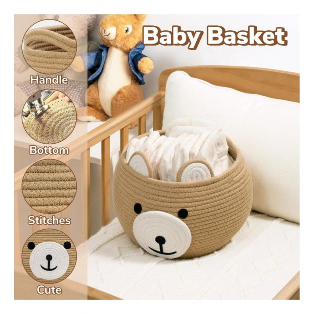 Amfyn Cotton Bear Shaped Storage Baskets Pack of 1 (Beige)