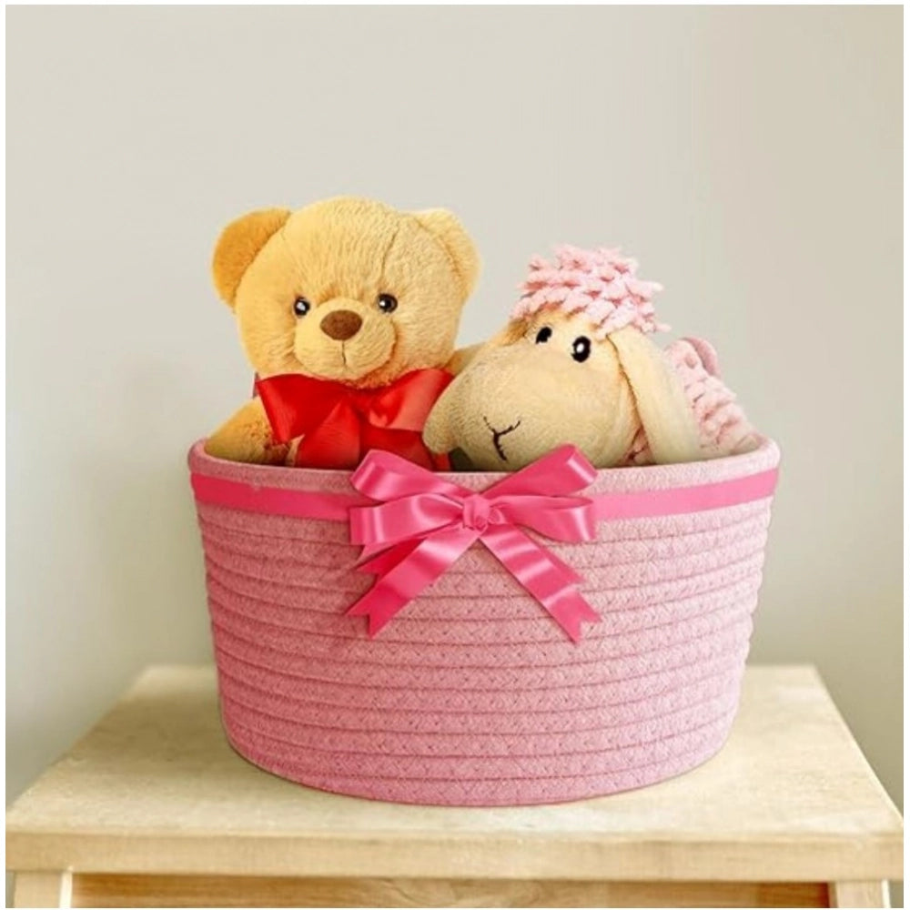 Amfyn Cotton Plain Cat Basket 9x5 Inch Pack of 1 (Pink)