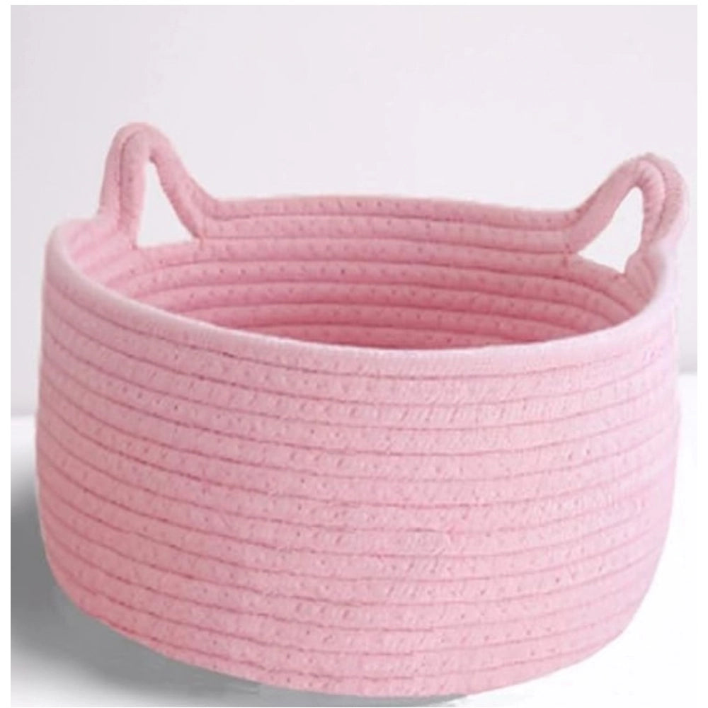 Amfyn Cotton Plain Cat Basket 9x5 Inch Pack of 1 (Pink)