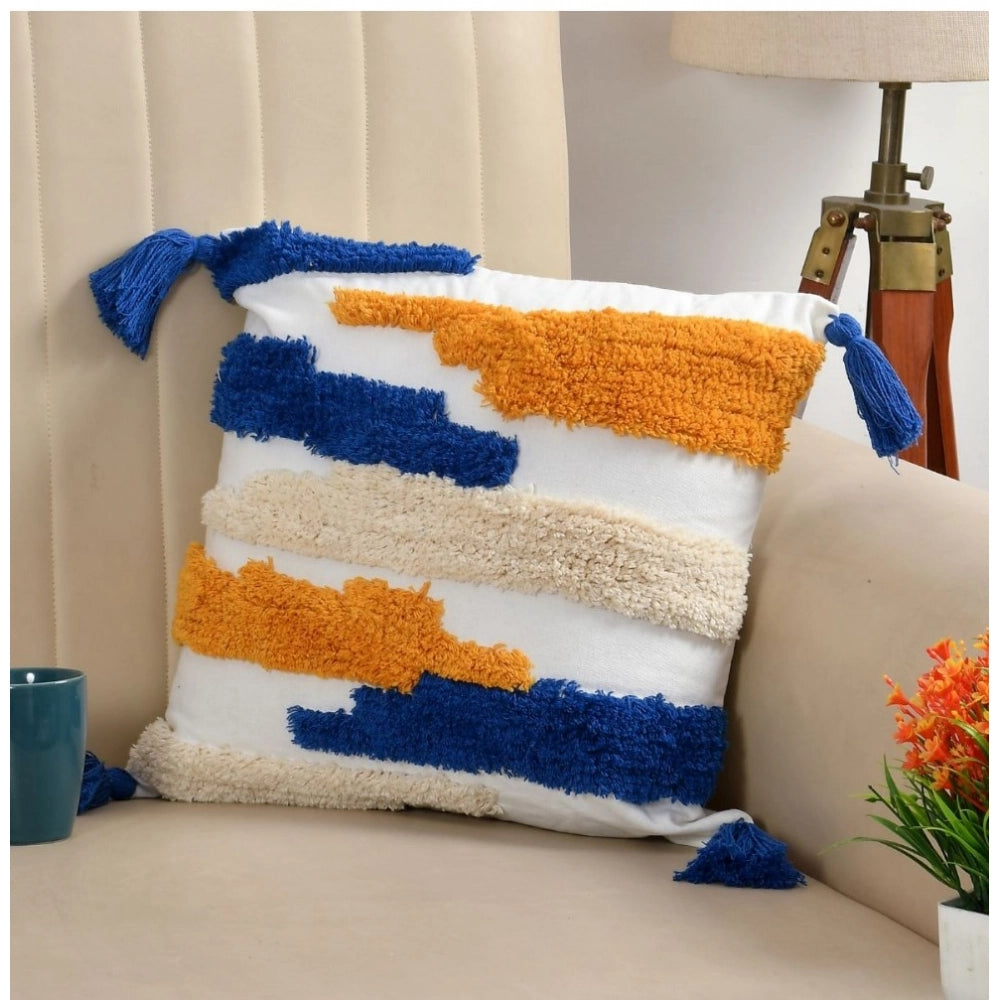 Amfyn Cotton Tufted Cushion Pillow Cover 16x16 Inch Pack of 2 (CutSatal)