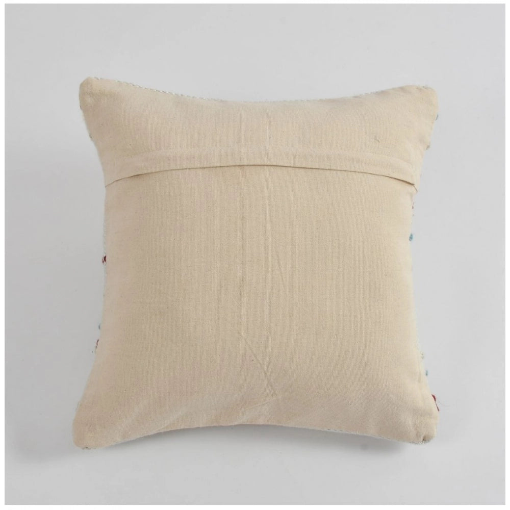 Amfyn Cotton Handcrafted Pit Loom Cushion Cover 16x16 Inch Pack of 2 (Sea Green)