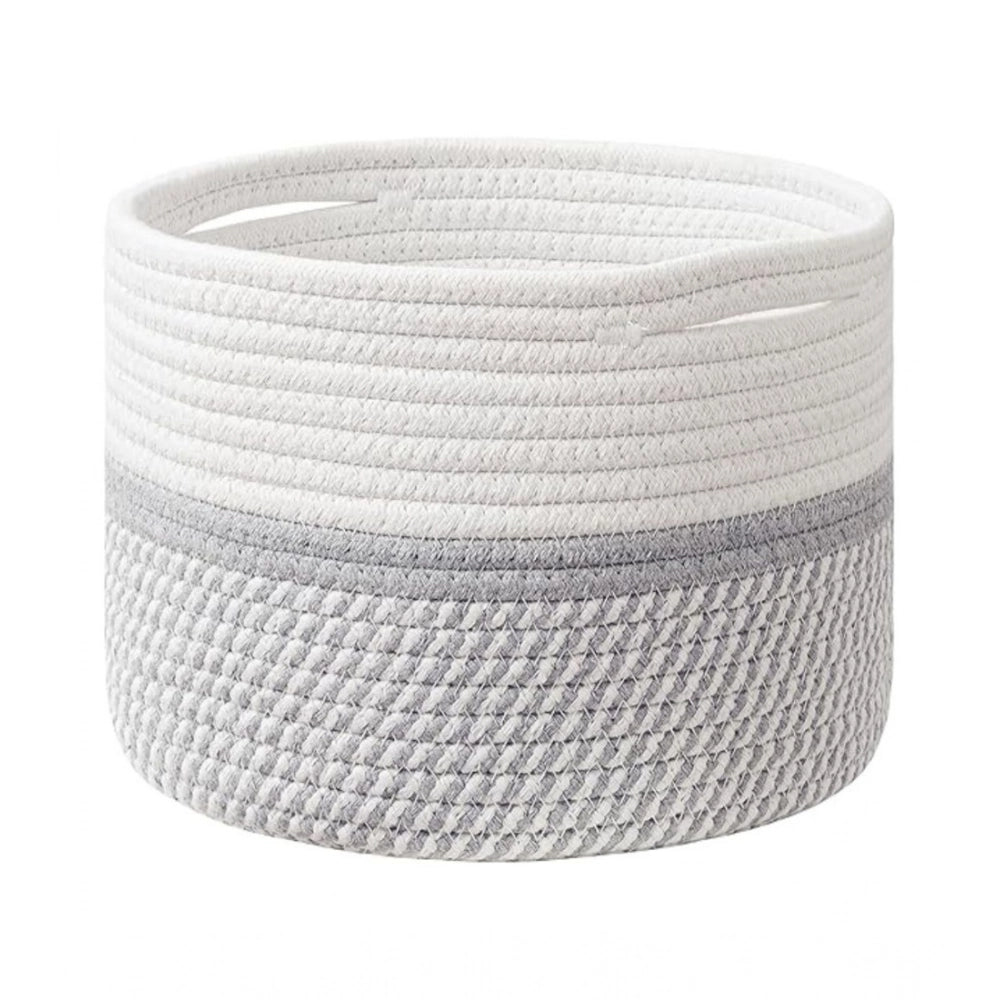 Amfyn Cotton Storage Rope Woven Baskets 9x7 Inch Pack of 1 (Grey)
