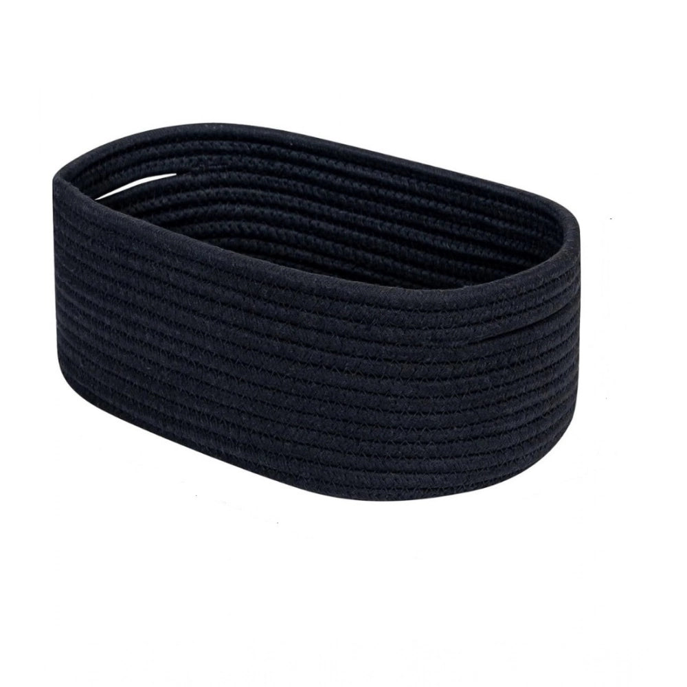 Amfyn Cotton Oval Storage Rope Woven Baskets Pack of 1 (Black)