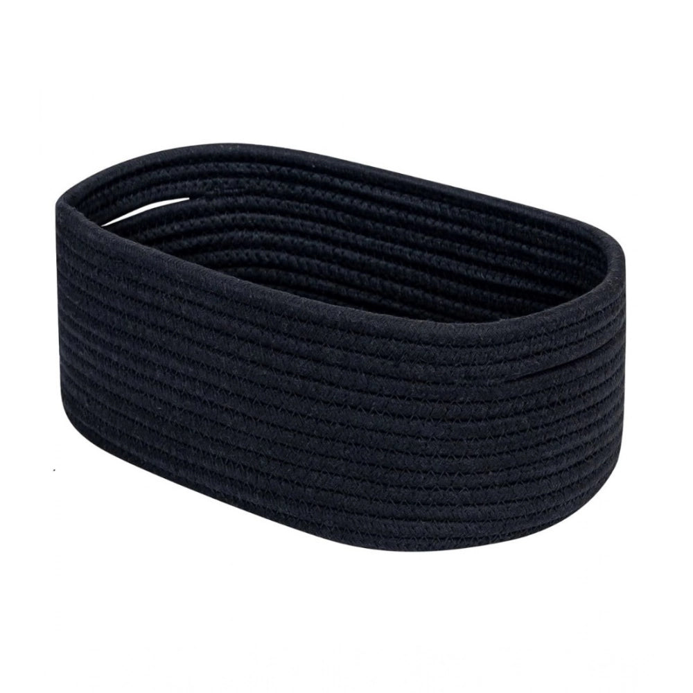 Amfyn Cotton Oval Storage Rope Woven Baskets Pack of 1 (Black)