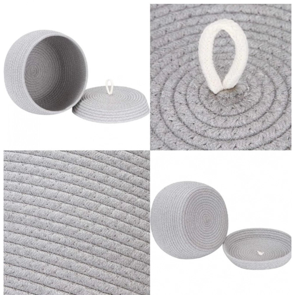 Amfyn Cotton Bear Shaped Storage Matka Basket With Lid Pack of 1 (Grey)