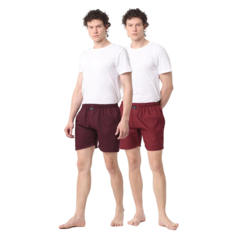 Amfyn Pack_of_2 Men's Polycotton Solid Boxer Shorts (Multicolor)