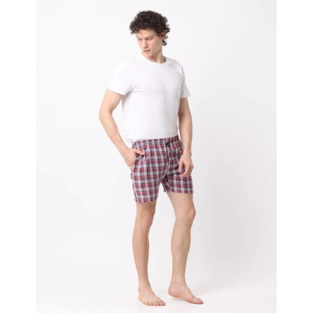 Amfyn Pack_of_2 Men's Polycotton Checked Boxer Shorts (Multicolor)