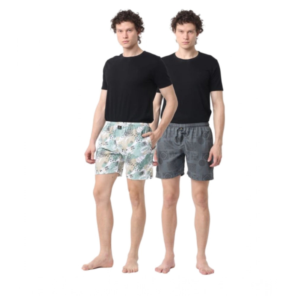 Amfyn Pack_of_2 Men's Polycotton Printed Boxer Shorts (Multicolor)