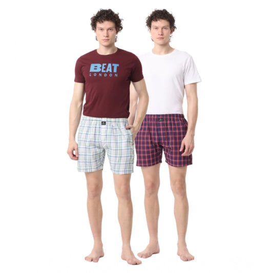 Amfyn Pack_of_2 Men's Polycotton Checked Boxer Shorts (Multicolor)