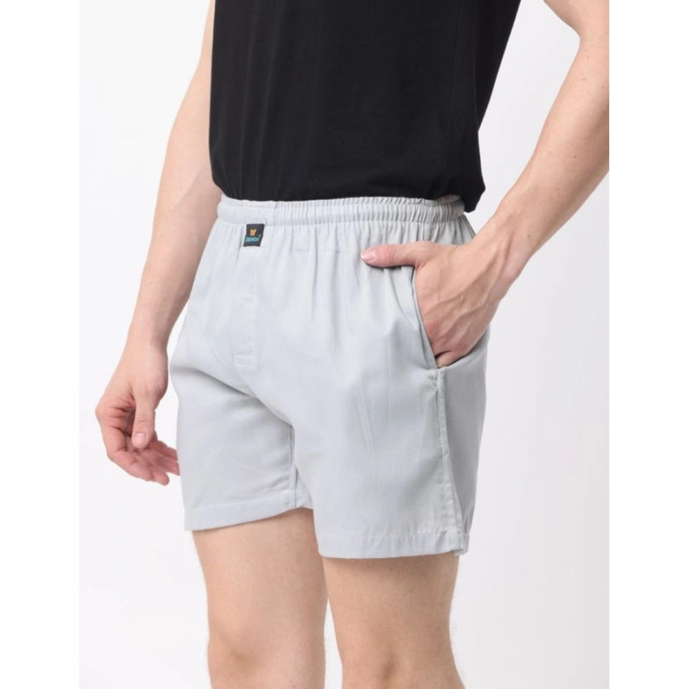 Amfyn Pack_of_2 Men's Polycotton Solid Boxer Shorts (Multicolor)