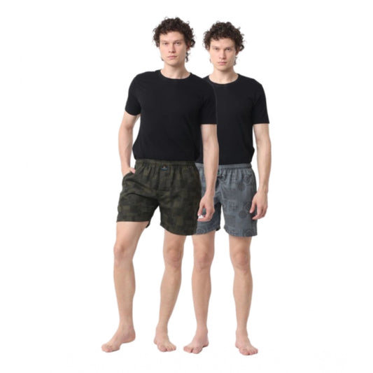 Amfyn Pack_of_2 Men's Polycotton Printed Boxer Shorts (Multicolor)
