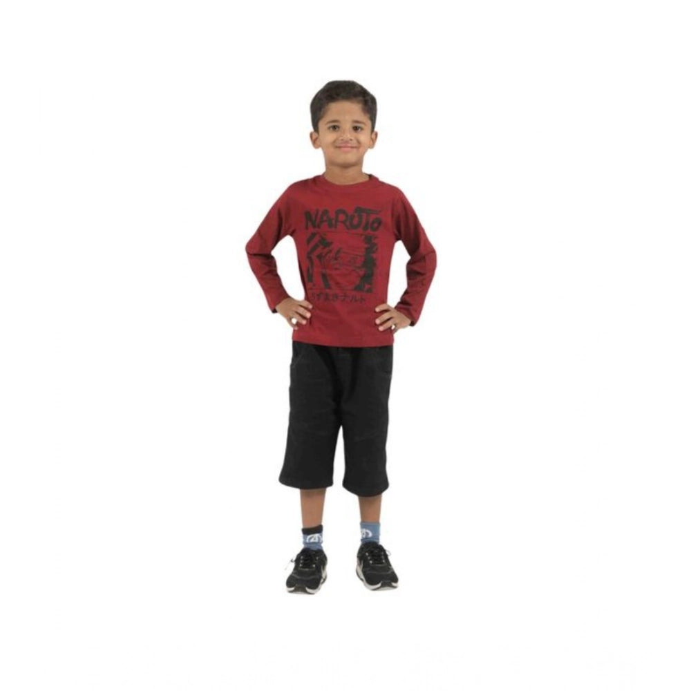 Amfyn Pack of 3 Boy's Cotton Printed Full Sleeve T-Shirt's (Multicolor)
