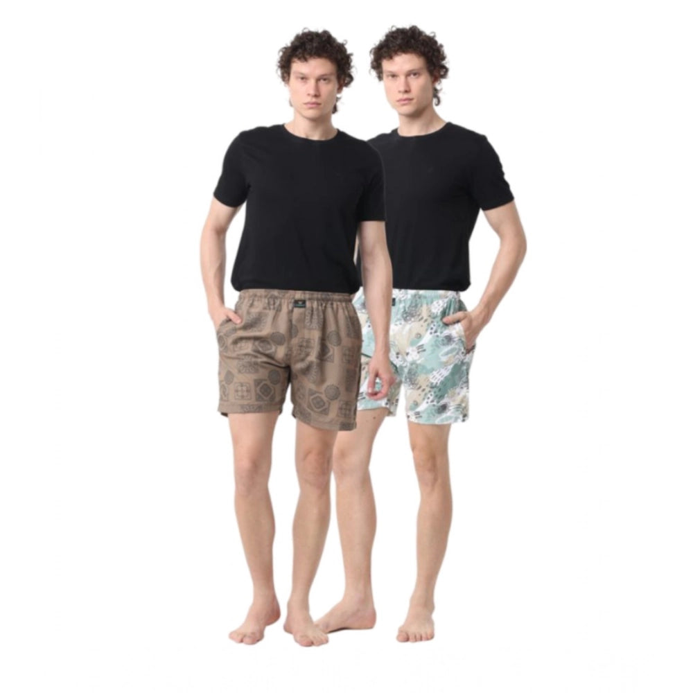 Amfyn Pack_of_2 Men's Polycotton Printed Boxer Shorts (Multicolor)