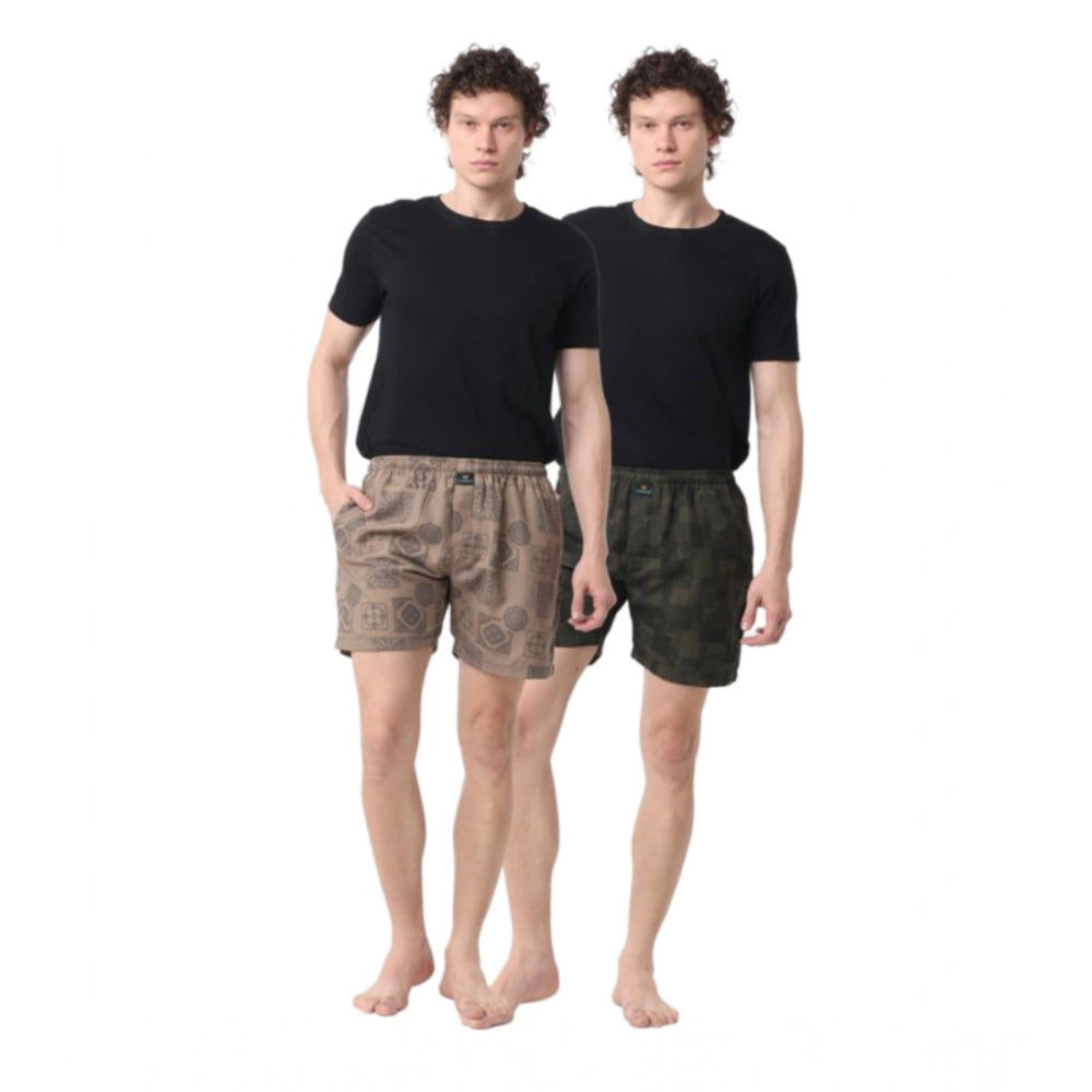 Amfyn Pack_of_2 Men's Polycotton Printed Boxer Shorts (Multicolor)