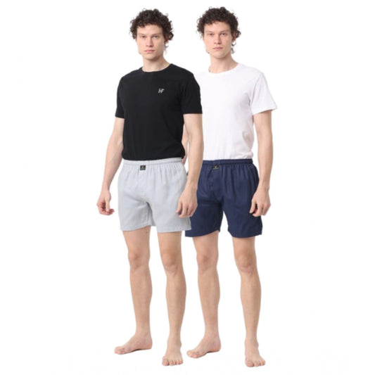Amfyn Pack_of_2 Men's Polycotton Solid Boxer Shorts (Multicolor)