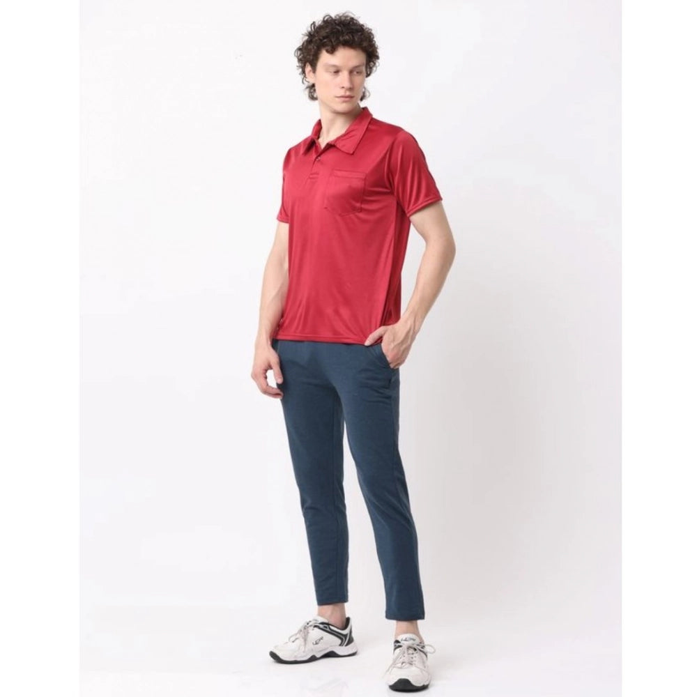 Amfyn Pack of 2 Men's Casual Cotton Blend Solid Short Sleeve Tshirts (Multicolor)