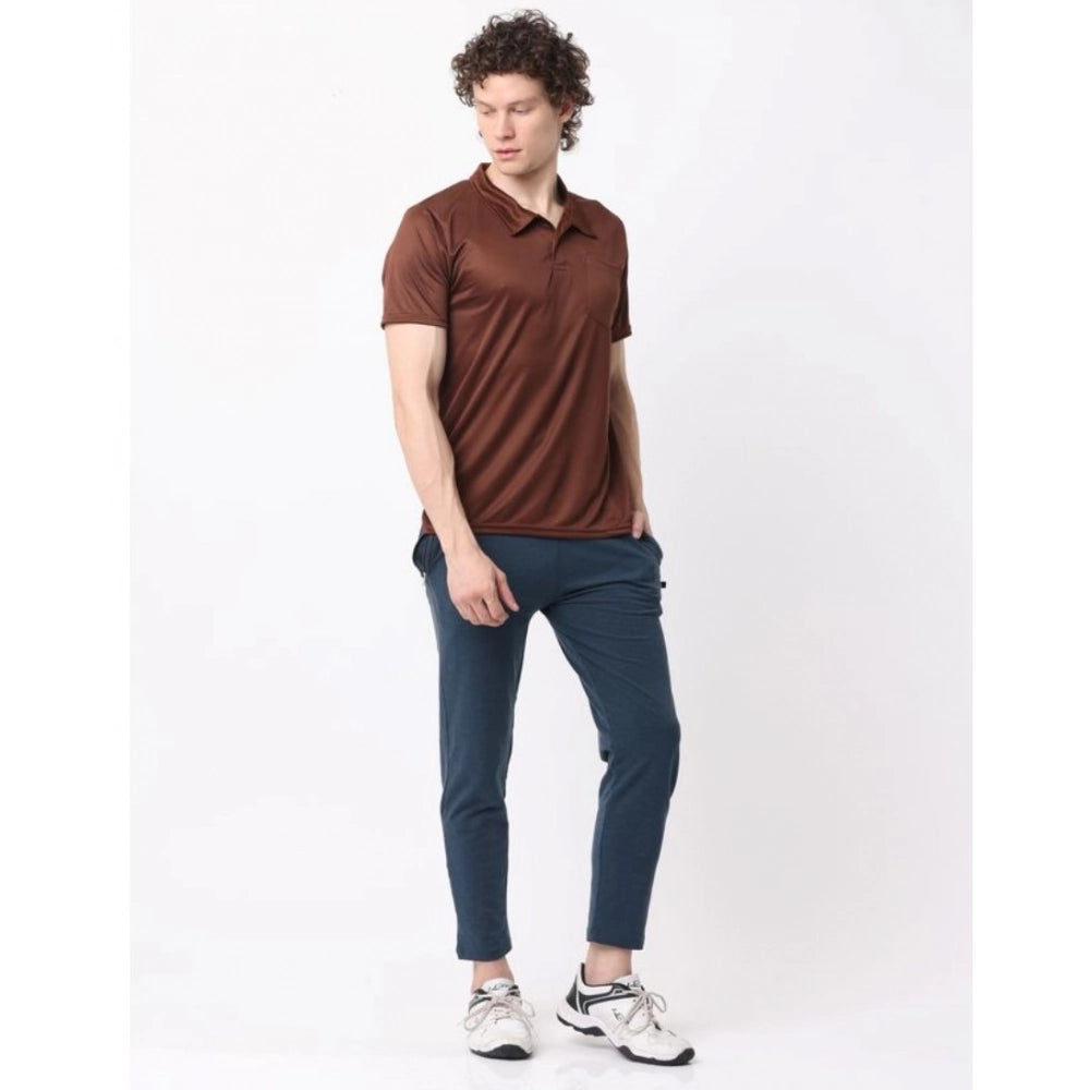 Amfyn Pack of 2 Men's Casual Cotton Blend Solid Short Sleeve Tshirts (Multicolor)