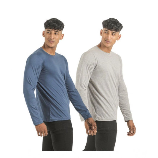 Amfyn Pack of 2 Men's Casual Cotton Solid Full Sleeve Tshirts (Multicolor)