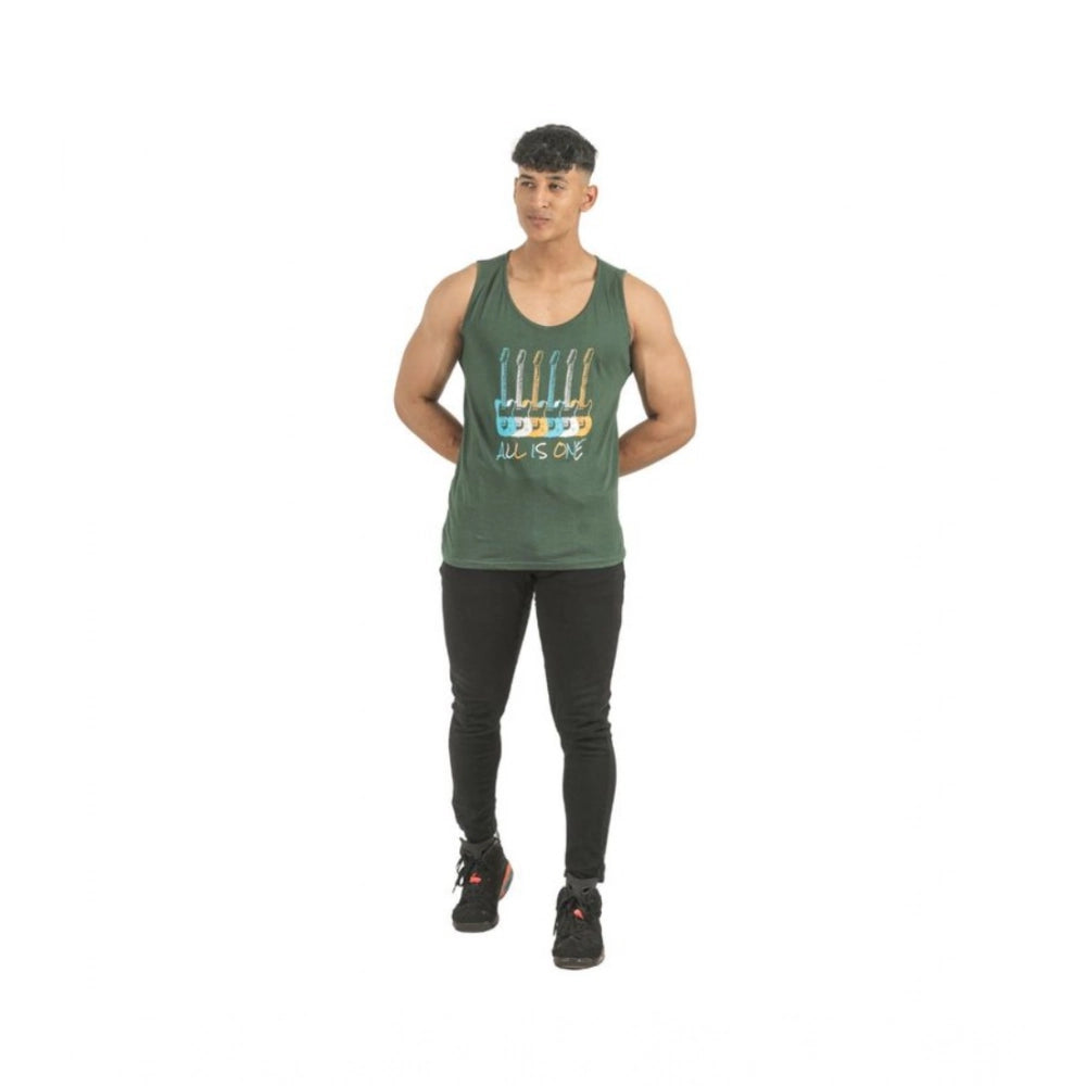 Amfyn Pack of 2 Men's Casual Cotton Printed Sleeveless Sleeve Tshirts (Multicolor)