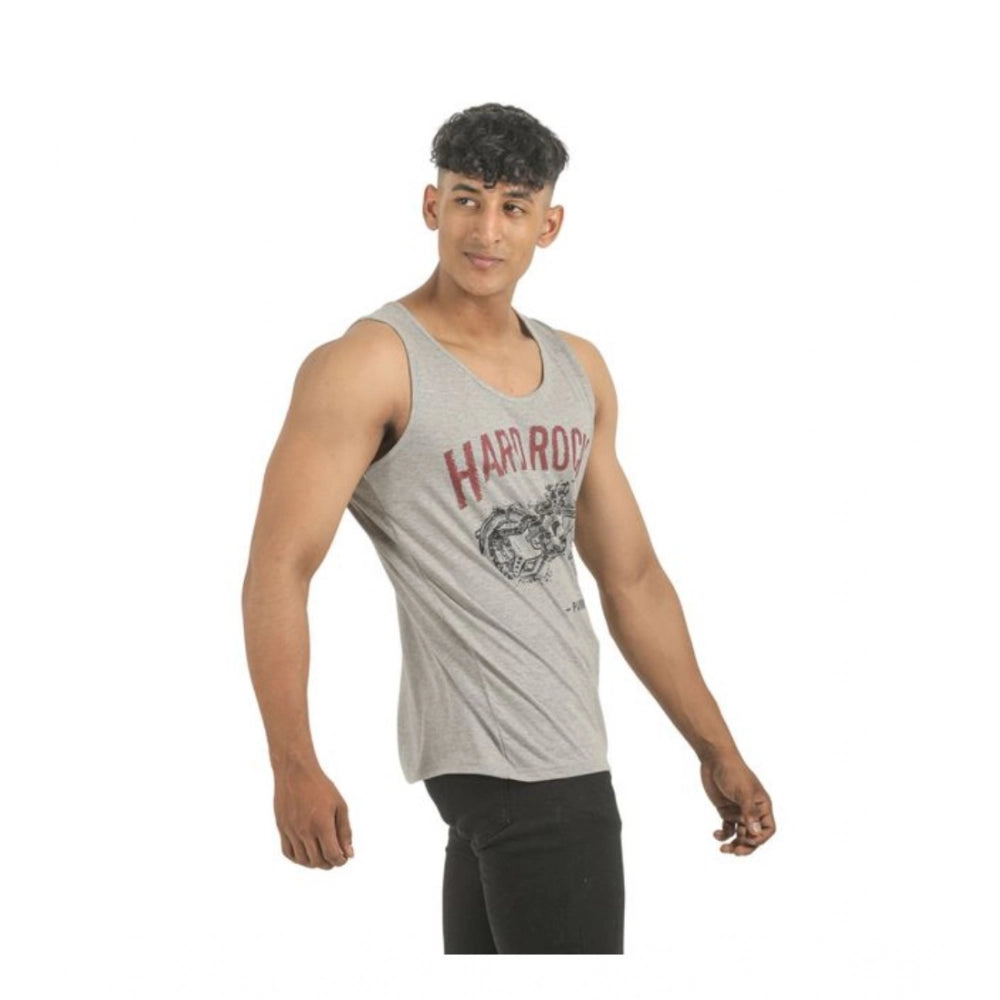 Amfyn Pack of 2 Men's Casual Cotton Printed Sleeveless Sleeve Tshirts (Multicolor)