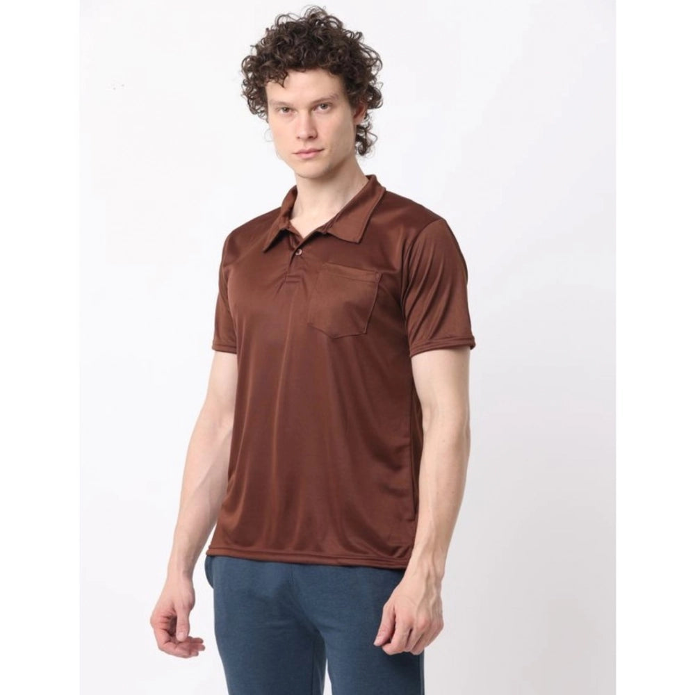 Amfyn Pack of 2 Men's Casual Cotton Blend Solid Short Sleeve Tshirts (Multicolor)