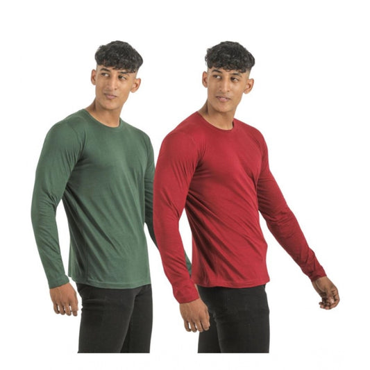 Amfyn Pack of 2 Men's Casual Cotton Solid Full Sleeve Tshirts (Multicolor)