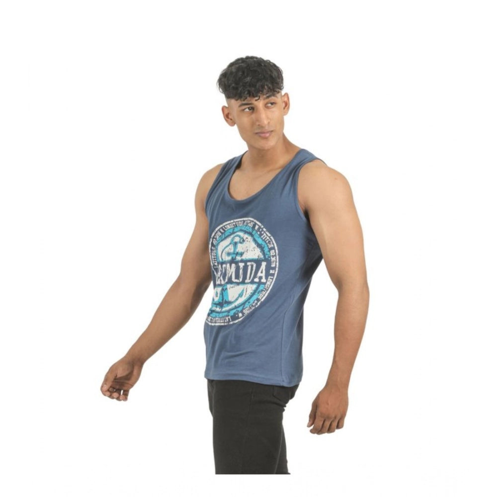 Amfyn Pack of 2 Men's Casual Cotton Printed Sleeveless Sleeve Tshirts (Multicolor)