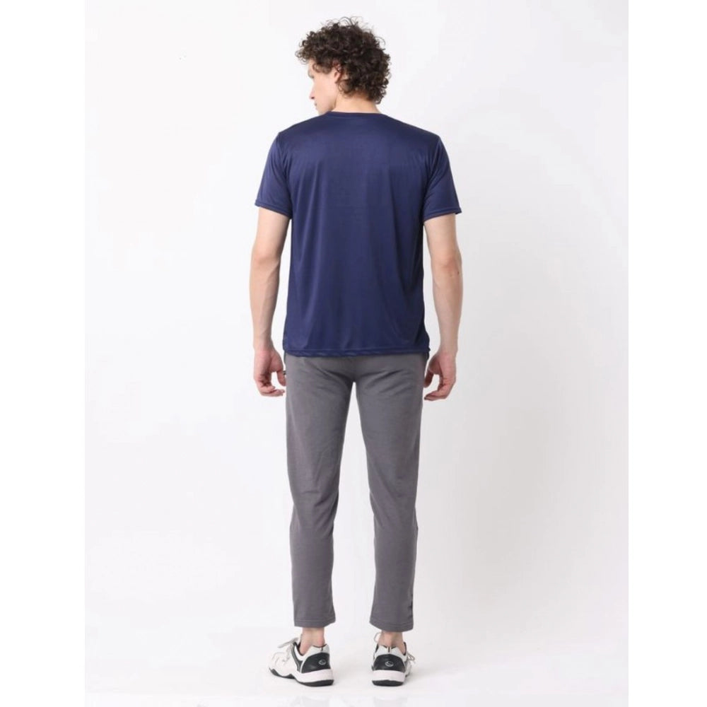 Amfyn Pack of 2 Men's Casual Polyester Blend Solid Short Sleeve Tshirts (Multicolor)