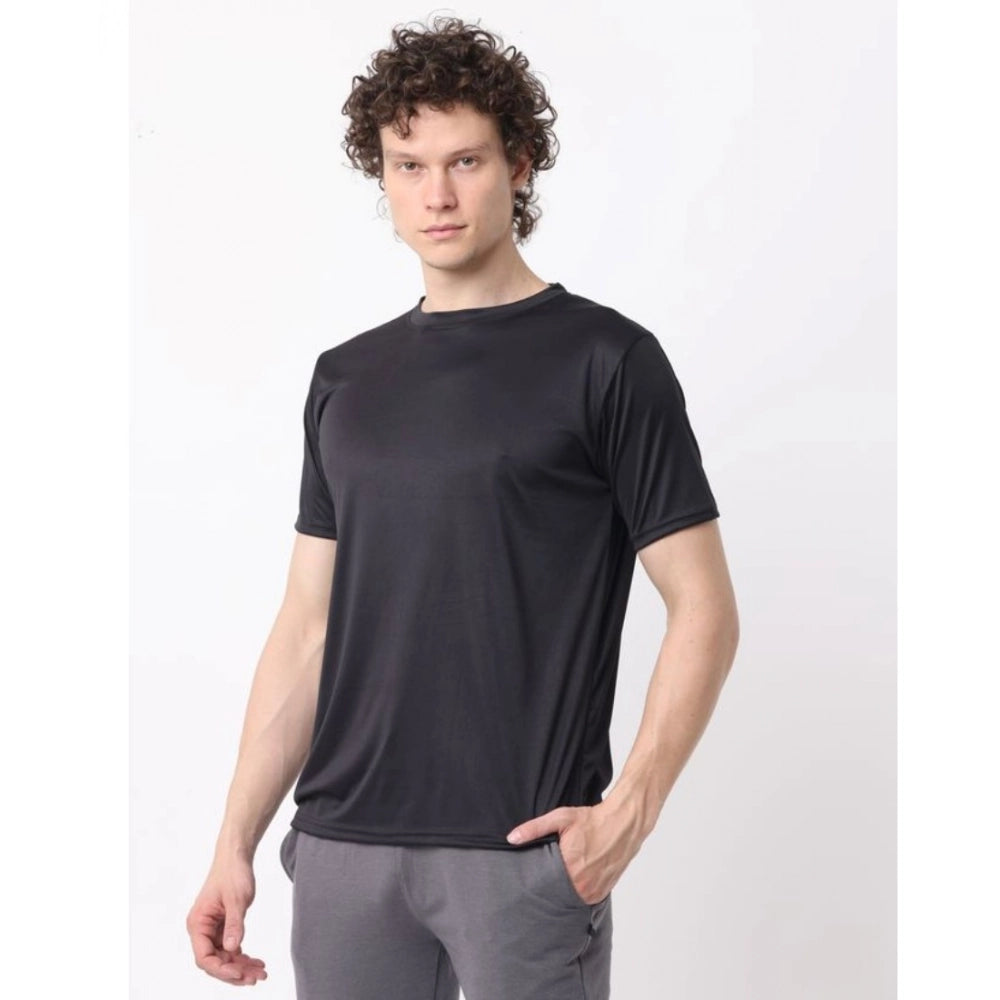 Amfyn Pack of 2 Men's Casual Polyester Blend Solid Short Sleeve Tshirts (Multicolor)