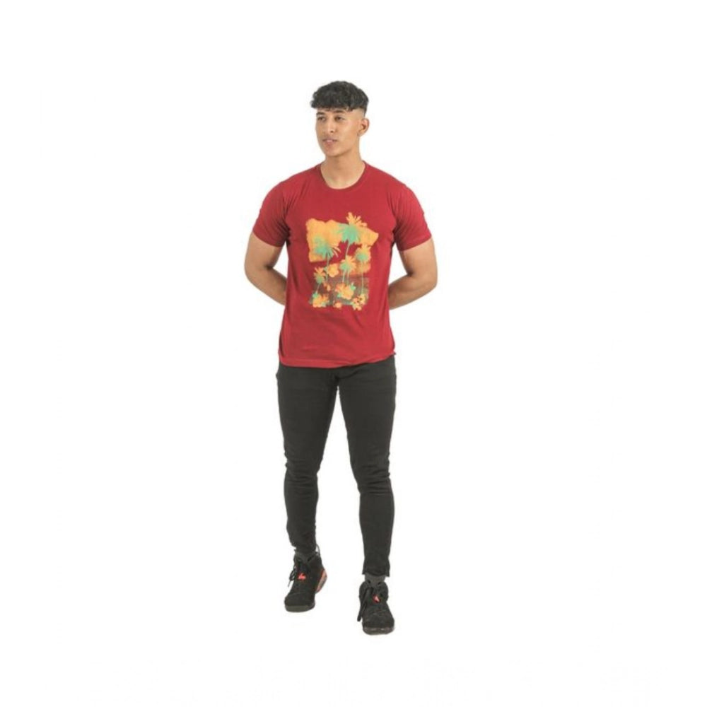 Amfyn Pack of 2 Men's Casual Cotton Printed Short Sleeve Tshirts (Multicolor)