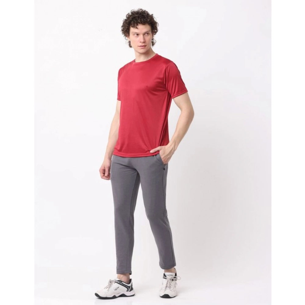 Amfyn Pack of 2 Men's Casual Polyester Blend Solid Short Sleeve Tshirts (Multicolor)