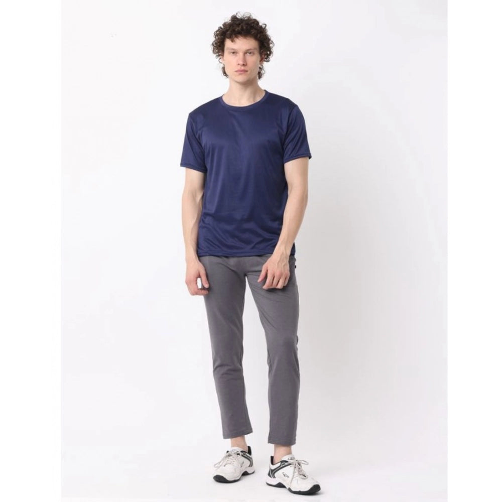 Amfyn Pack of 2 Men's Casual Polyester Blend Solid Short Sleeve Tshirts (Multicolor)