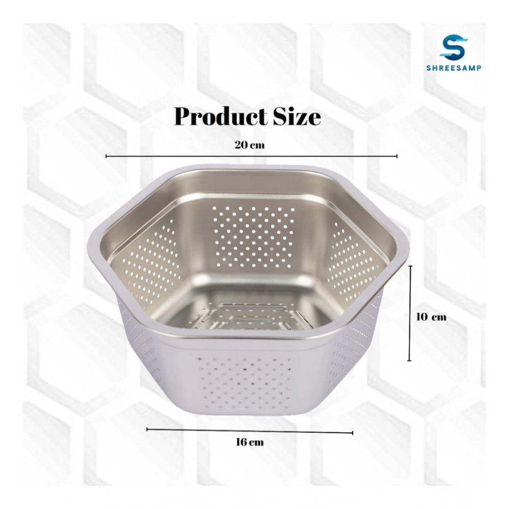 Amfyn Steel Washing Stainless Steel Colander Basin (Silver)