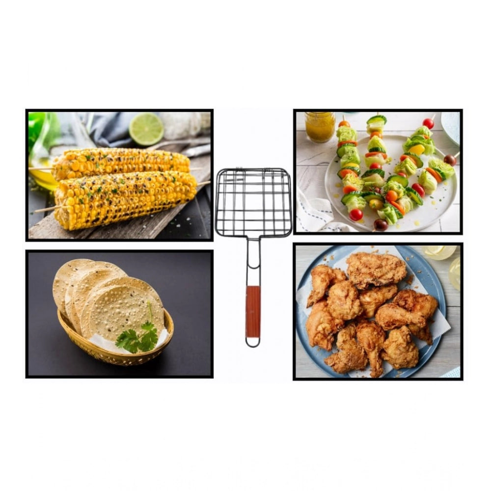 Amfyn Steel Grill Portable Stainless Steel With Handle Square (Black)