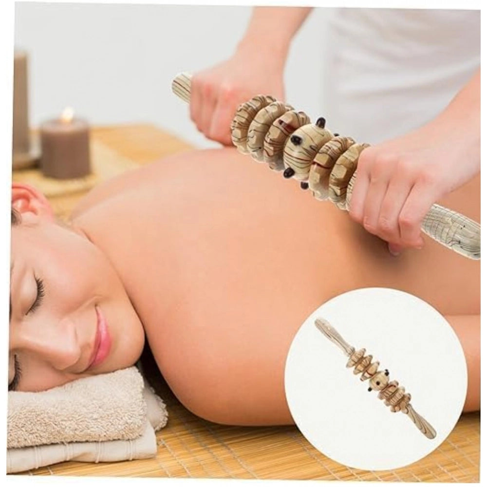 Amfyn Wood 7 Wheels Fancy Gua Sha Massager Roller (Wood)