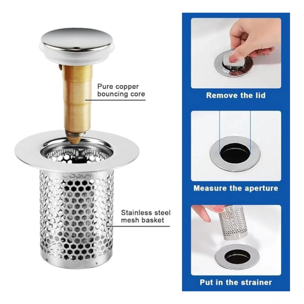 Amfyn Steel Drain Filter Pop-Up Sink (Silver)