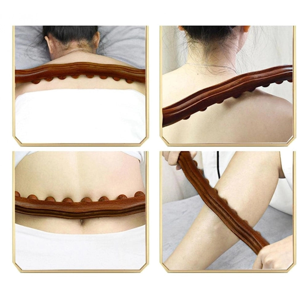 Amfyn Wood Gua Sha Massager Therapy Tool Soft Manual 8 Beads Roller (Brown)