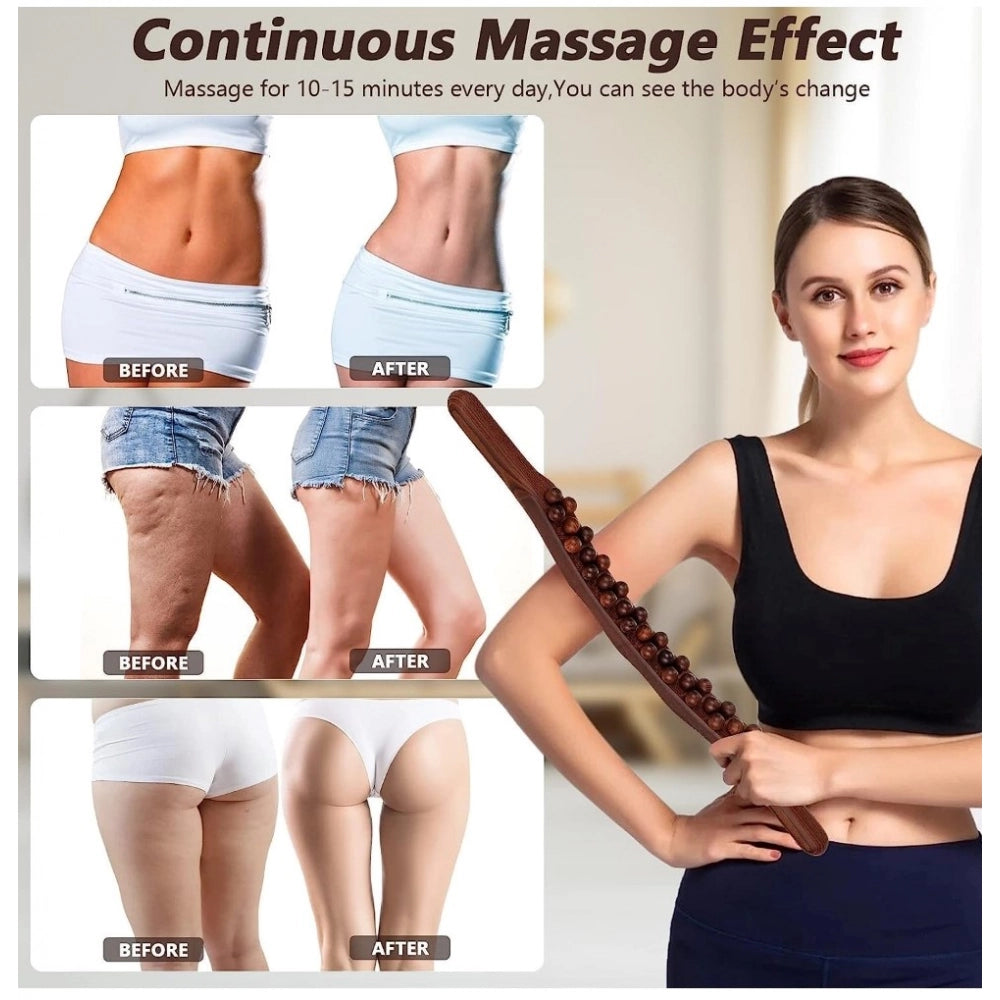 Amfyn Wood Gua Sha Massager Muscle Relaxation Stick (Brown)