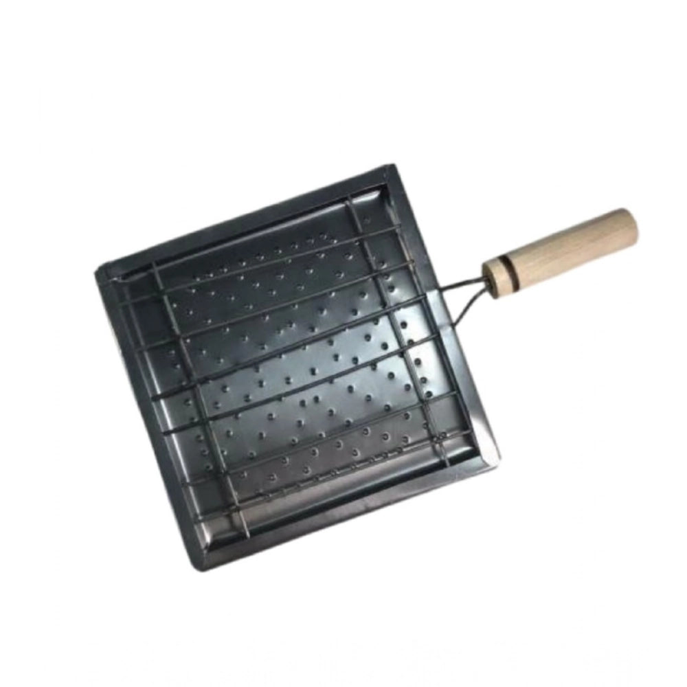 Amfyn Steel Toaster Black Square Stainless Steel Papad Jali (Black)